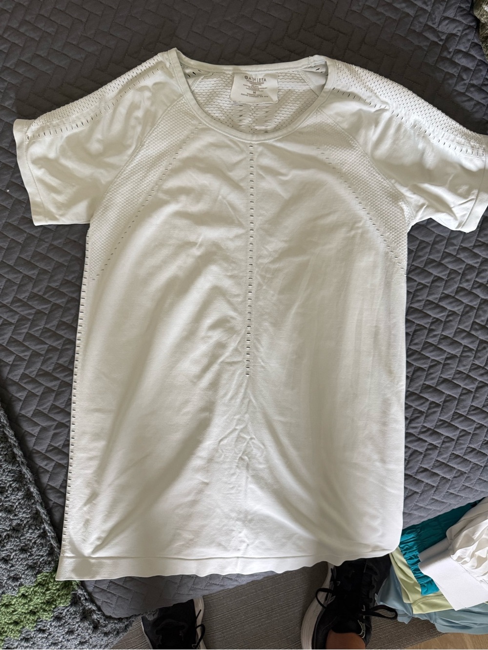 Athleta White Perforated Performance Tee